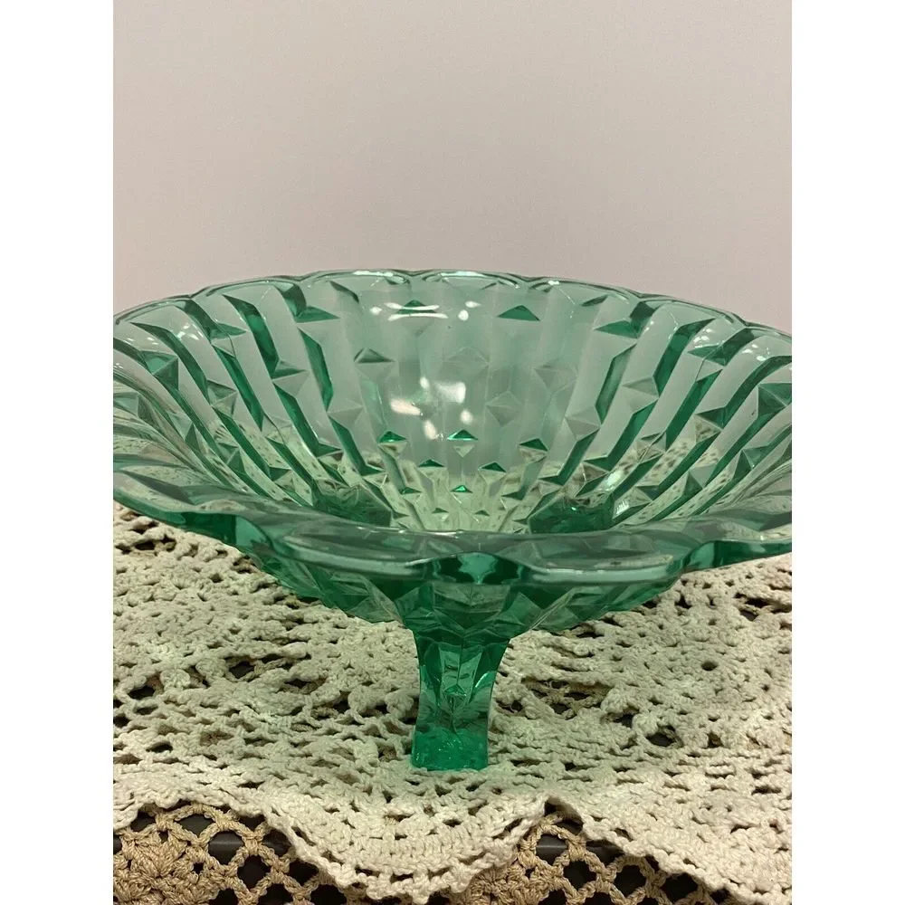Rare Central‎ Glass Works Francis Green 3-footed Centerpiece Serving Bowl.